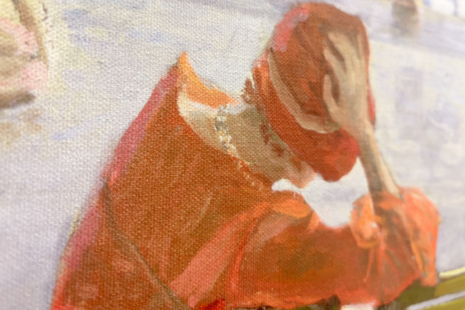 Dívka v červených šatech čtení u bazénu - John Lavery
