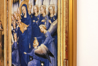 Richard II. Představený Panně a Dítěti jeho patronem Janem Křtitelem a svatými Edwardem a Edmundem, kolem 1395-99 (vaječná tempera na dubu)