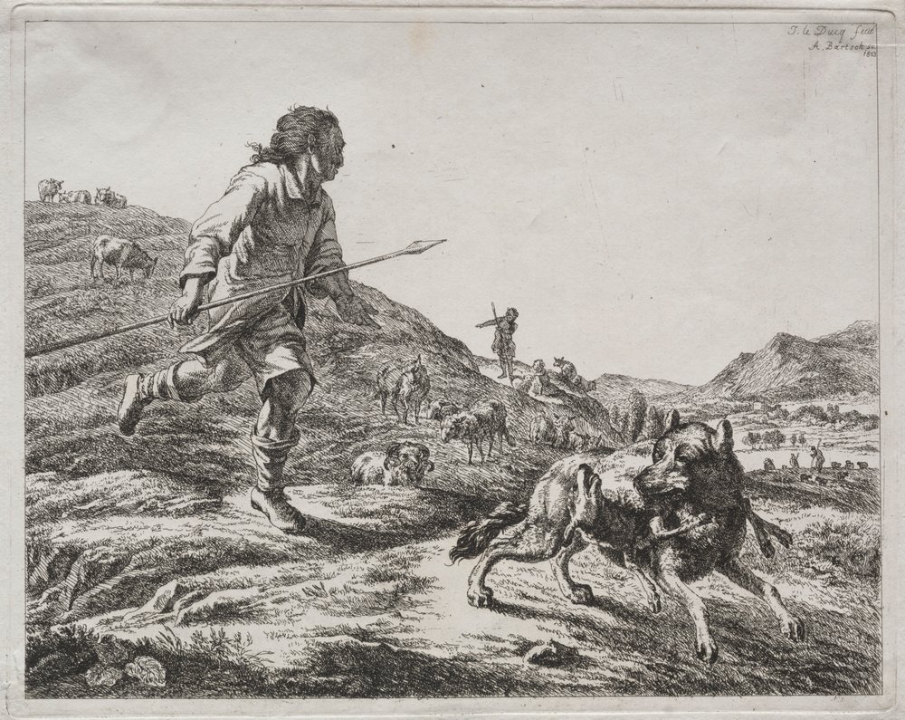 Pastýř honí vlka, 1803. od Adam von Bartsch