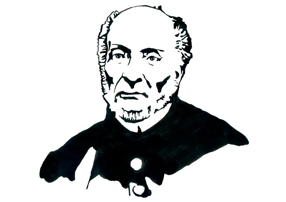 Zobrazení Victora Schoelchera (1804-1893), francouzského politika a svobodného zednáře, známého tím, že vedl dekret o definitivním zrušení otroctví ve Francii (Portrét francouzského abolicionistického spisovatele Victora Schoelchera), ilustrace Alessandra od Alessandro Lonati