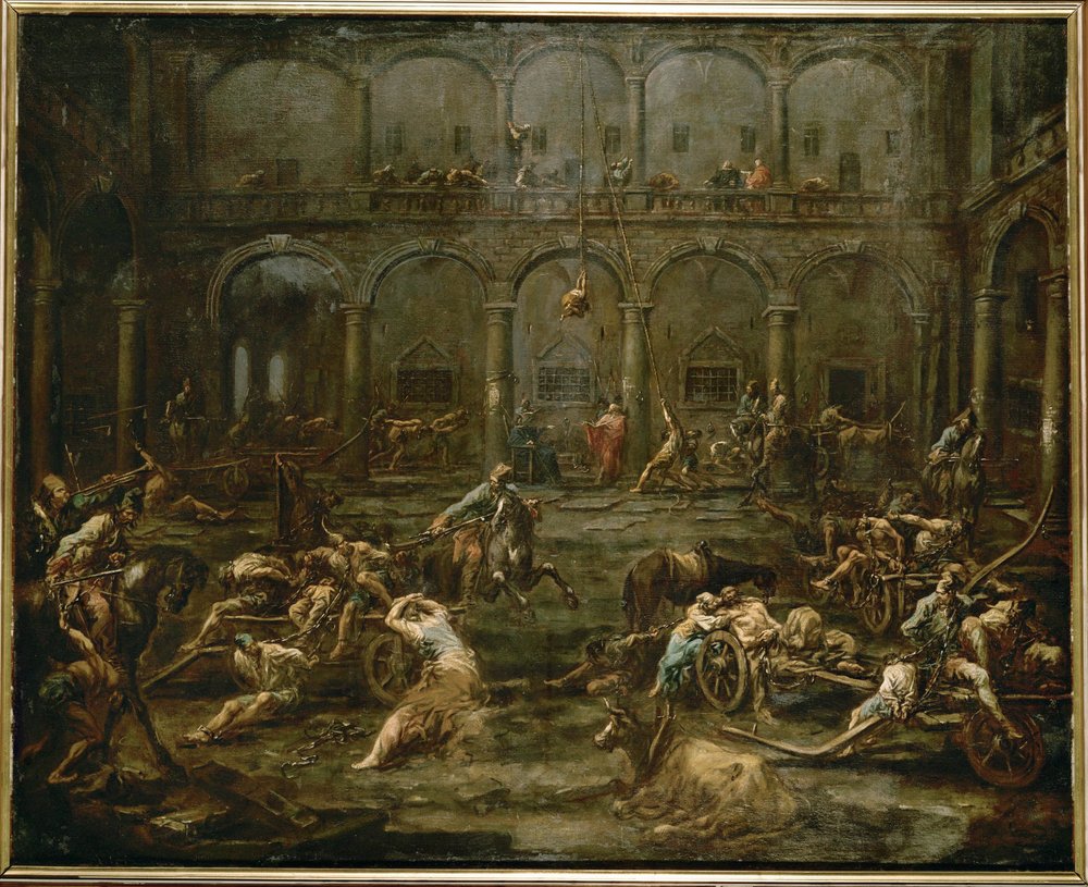 Příjezd galejníků-otroků do janovského vězení (malba na plátně) od Alessandro Magnasco