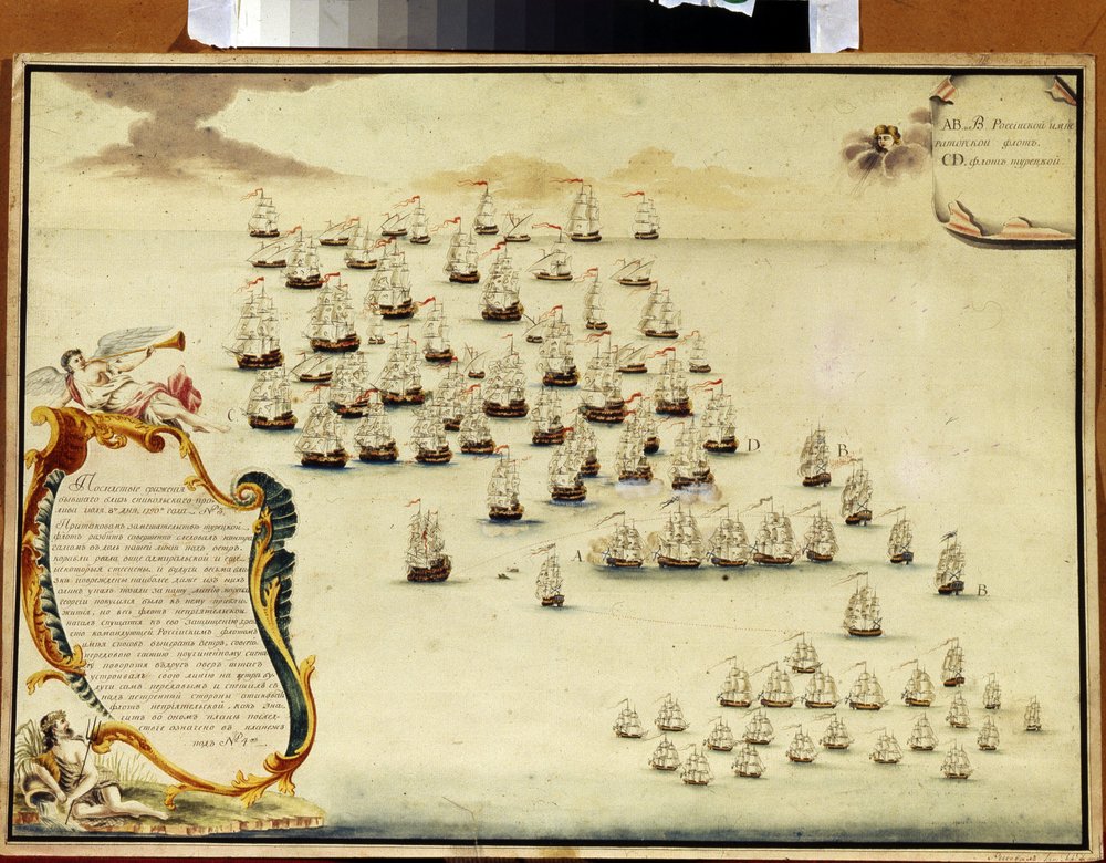 Námořní bitva u Kerčského průlivu (Ukrajina) 19. července 1790 (Námořní bitva u Kerčského průlivu 19. července od Alexander Nikolaevich Depaldo