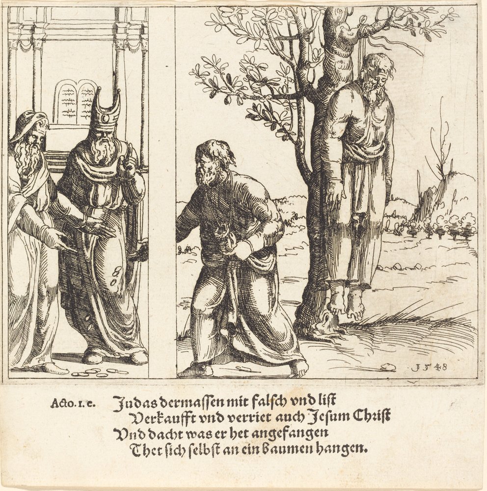 Jidáš vrací třicet stříbrných, 1548. od Augustin Hirschvogel