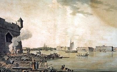 Pohled na Mramorový palác ze strany Petropavlovské pevnosti, Petrohrad od Benjamin Patersson