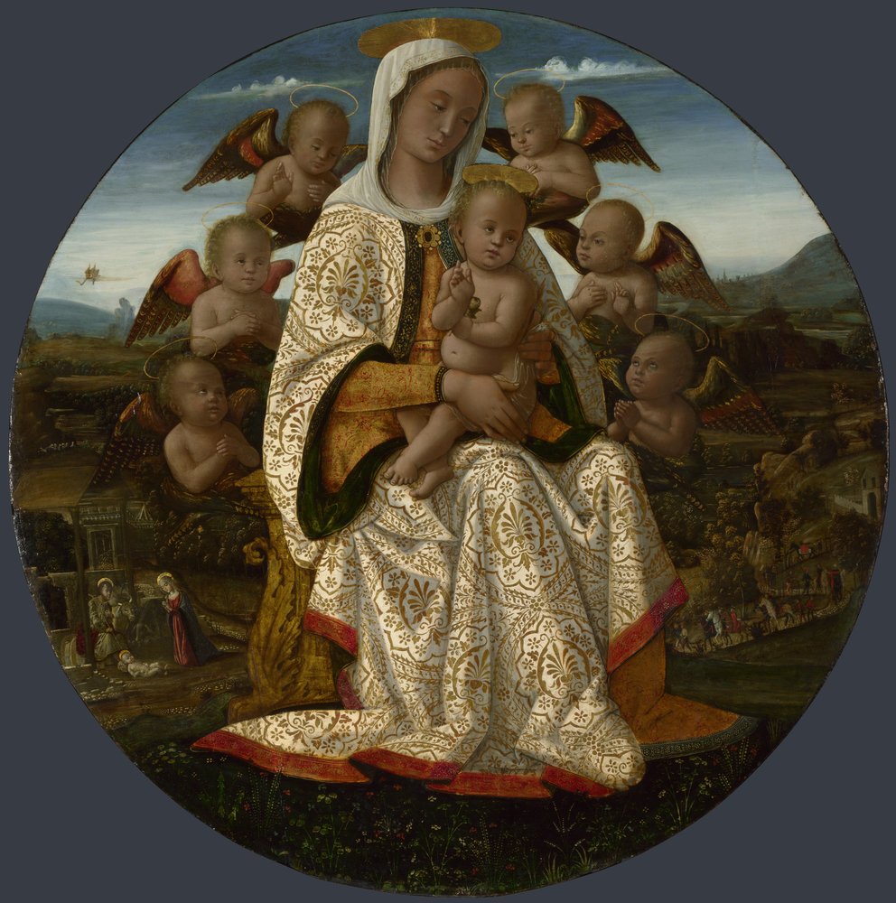 Panna a dítě s cherubíny, c. 1500 od Bernardino Fungai