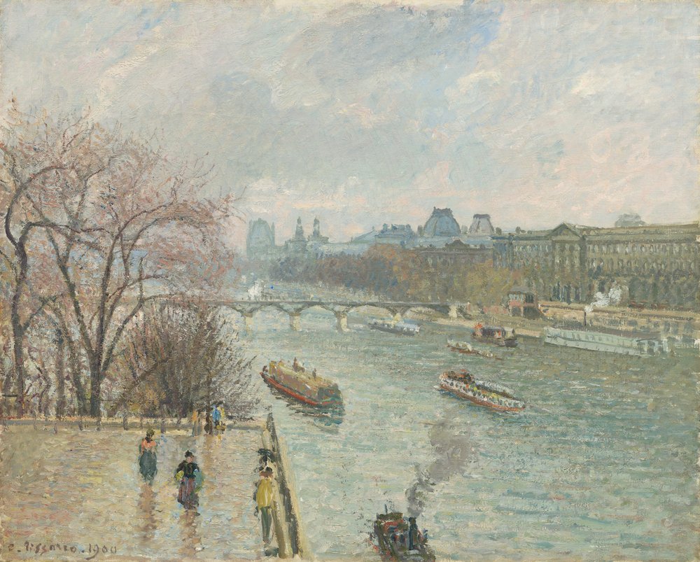 Louvre, odpoledne, deštivé počasí, 1900 od Camille Jacob Pissarro
