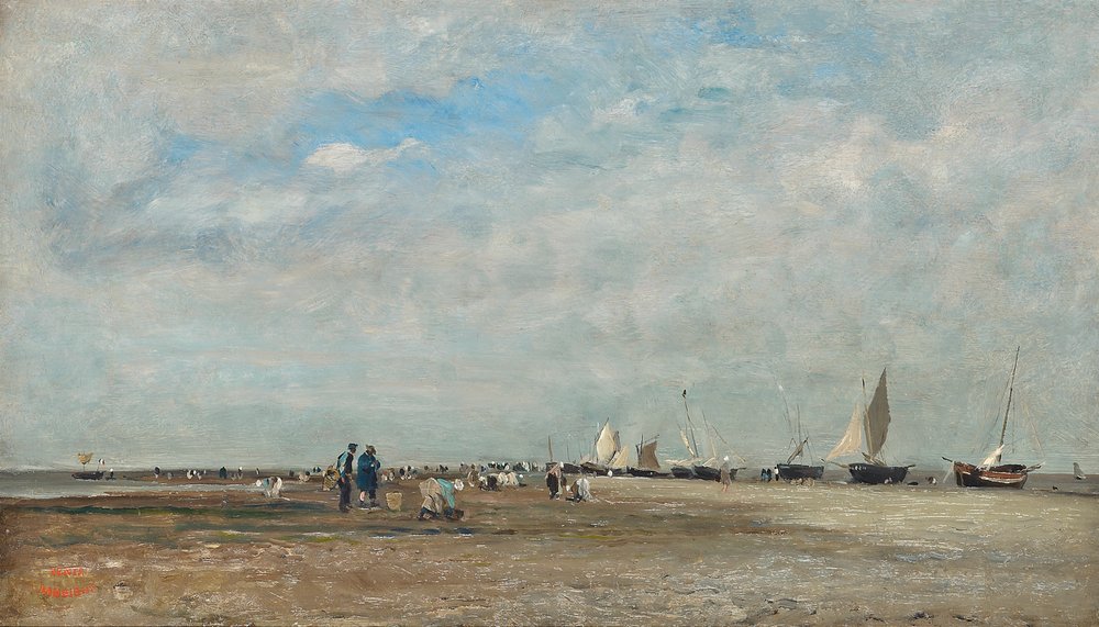 Sběrači mušlí, Trouville od Charles Francois Daubigny