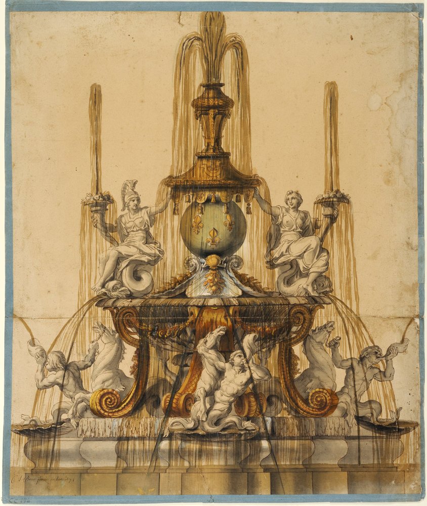 Návrh fontány ve Versailles od Charles Le Brun