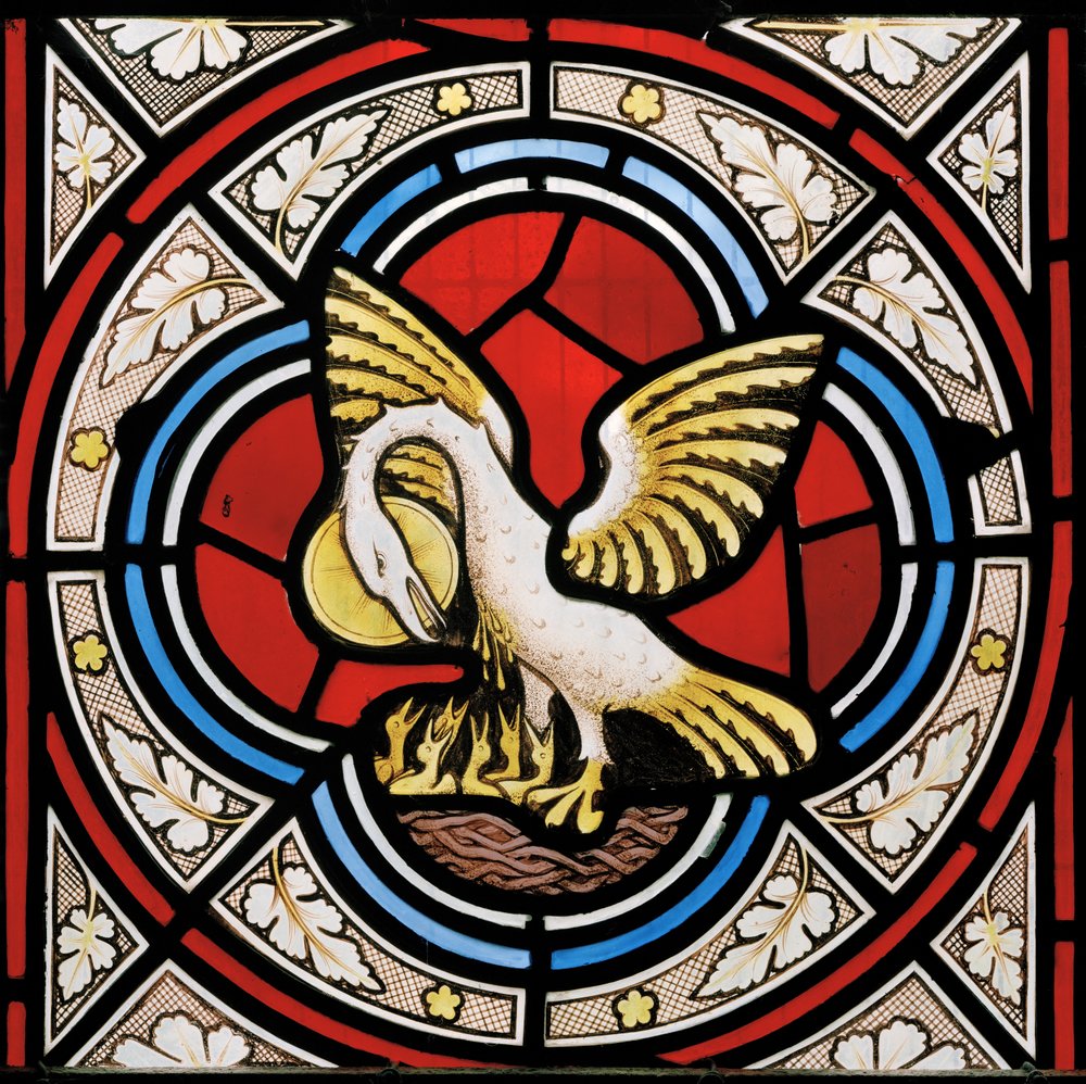 Pelican in her Piety, c.1866 (vitráže) od Clement James Heaton