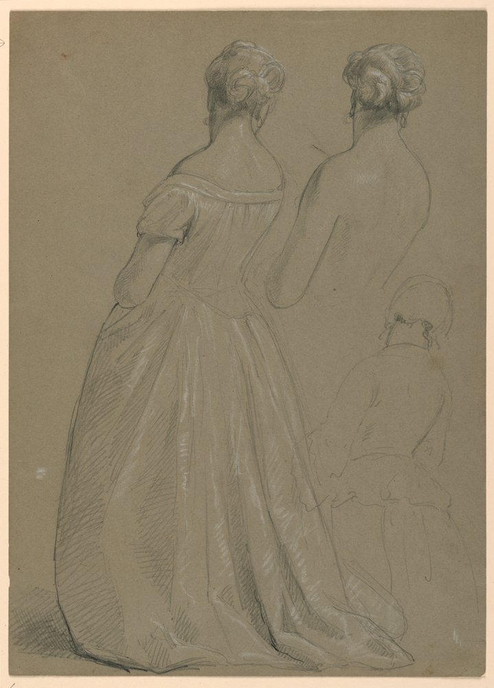Studie stojící ženy pro „Republikánský soud“ (recepční den lady Washingtonové) od Daniel Huntington