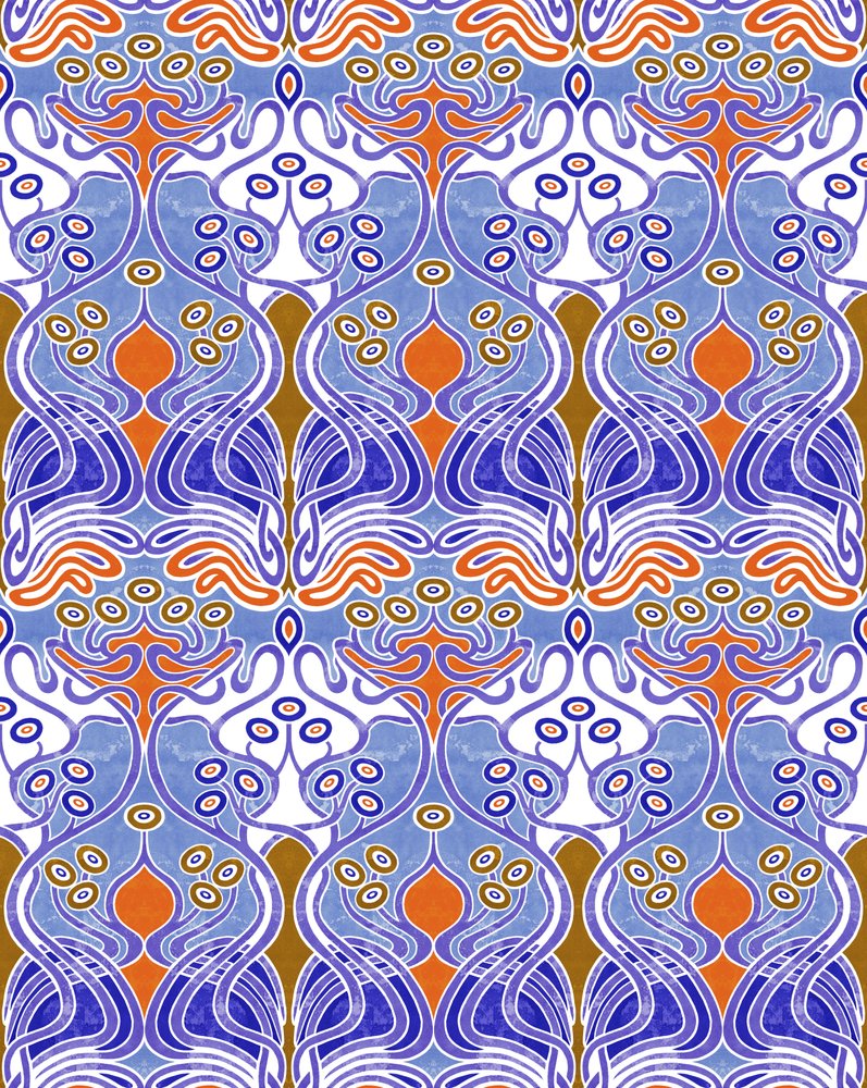 Beauclair Blue Orange, 2018 (kombinovaná digitální technika) od David Newton