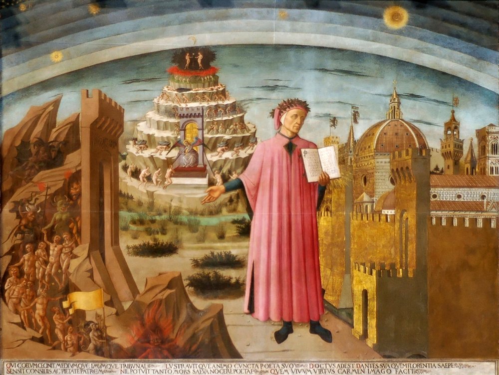 Dante a Božská komedie: Komedie osvětlující Florencii, 1464-1465 od Domenico di Michelino