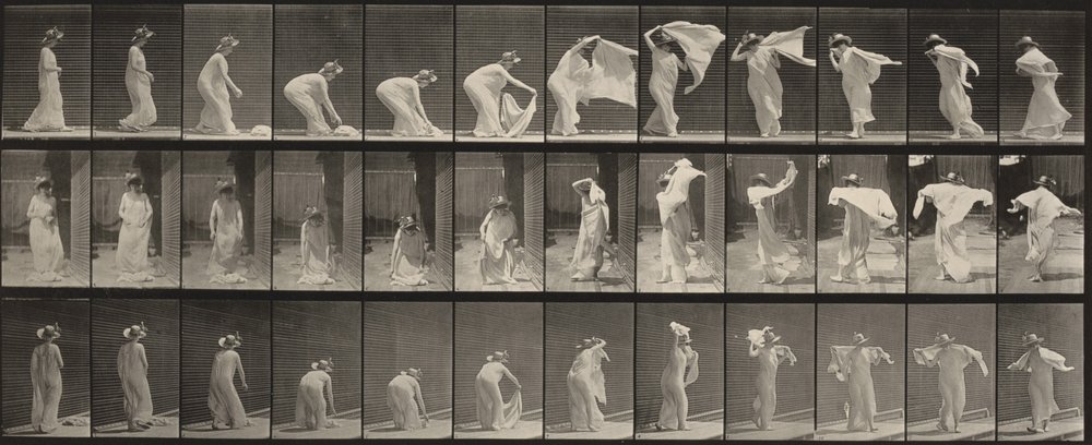 Tabulka číslo 233. Zvedání šálu, pokládání na ramena a otáčení od Eadweard Muybridge