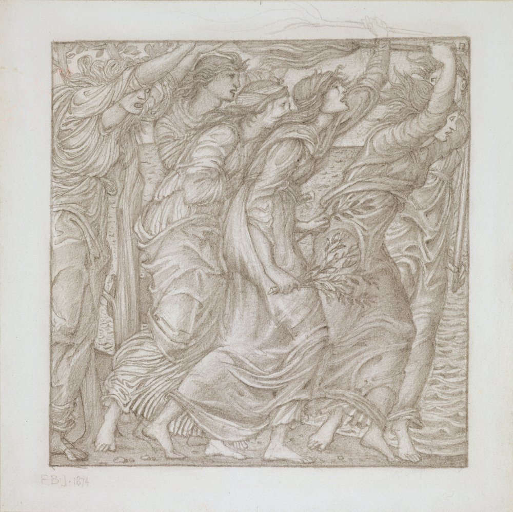 No.1183-5 The Burning of the Ships, ilustrace k Virgilově `Aeneid`, 1874 (tužka) od Edward Burne-Jones