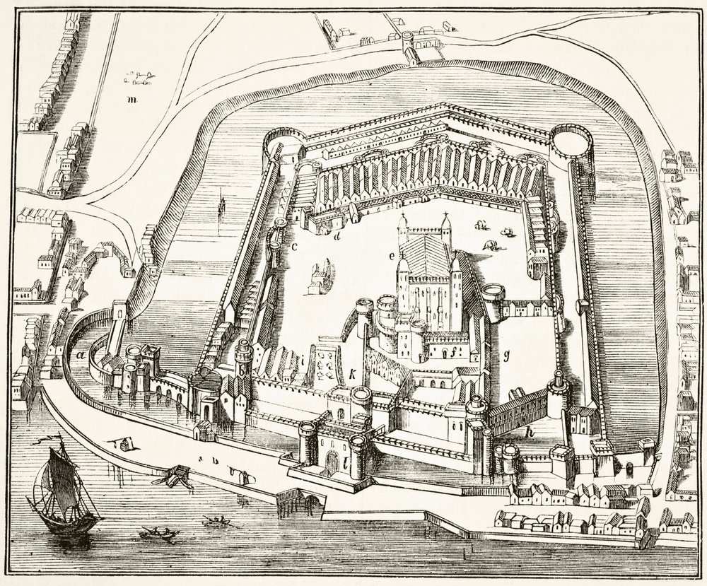 Tower of London v 15. století, z „Národních a domácích dějin Anglie“ od Williama Hickmana Smith Aubrey (1858-1916), publikováno v Londýně, kolem roku 1890 od English School