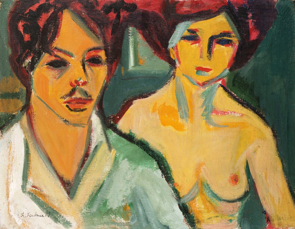 Autoportrét s modelkou, 1905 od Ernst Ludwig Kirchner