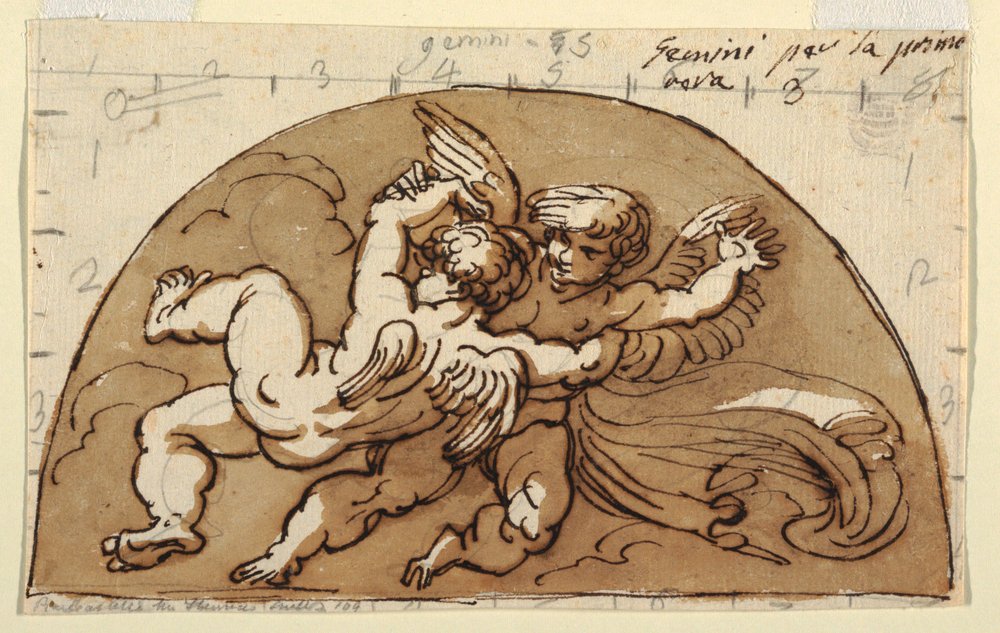 Gemini, Luneta pro strop, osmiúhelníkový pokoj, Palazzo Milzetti, Faenza od Felice Giani