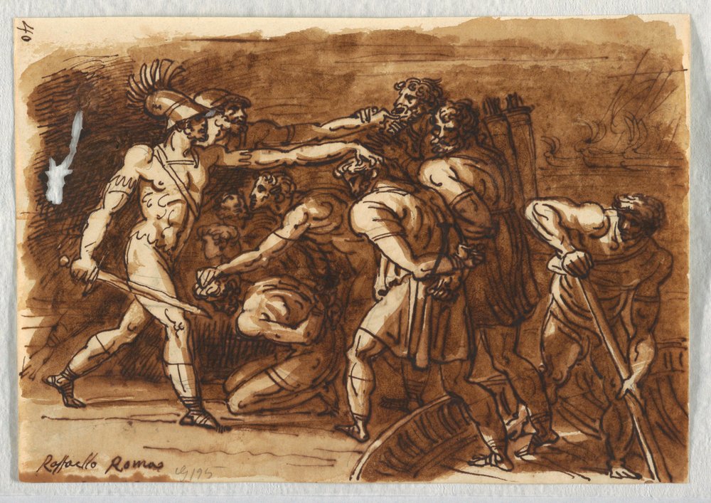 Bitva o Ostii, po Giulio Romano od Felice Giani