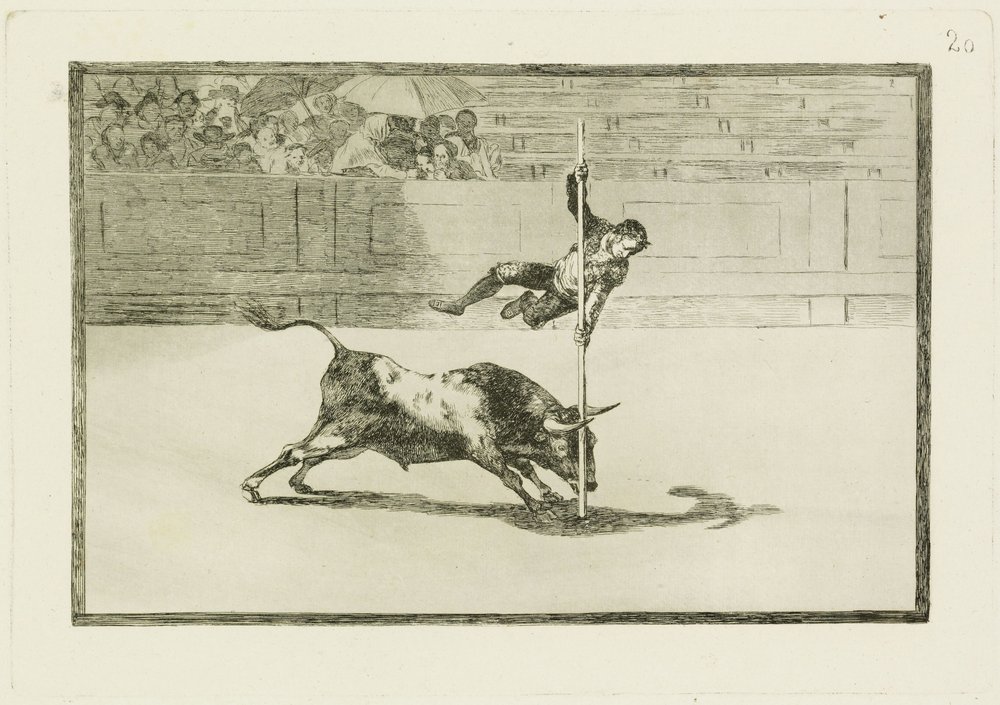 Hbitost a odvážnost Juanita Apianiho v madridské aréně, Tauromaquia 20 od Francisco Jose de Goya y Lucientes