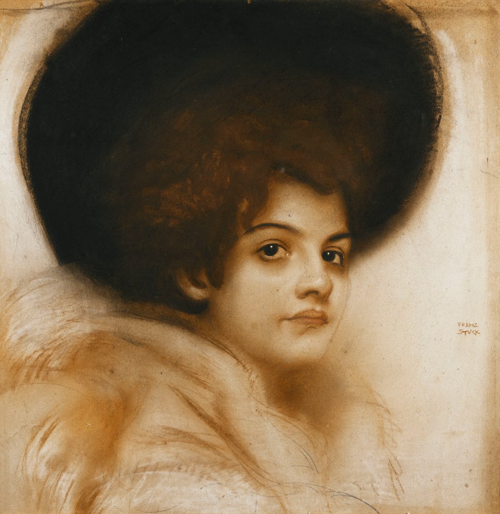 Portrét dámy s kloboukem, od Franz von Stuck