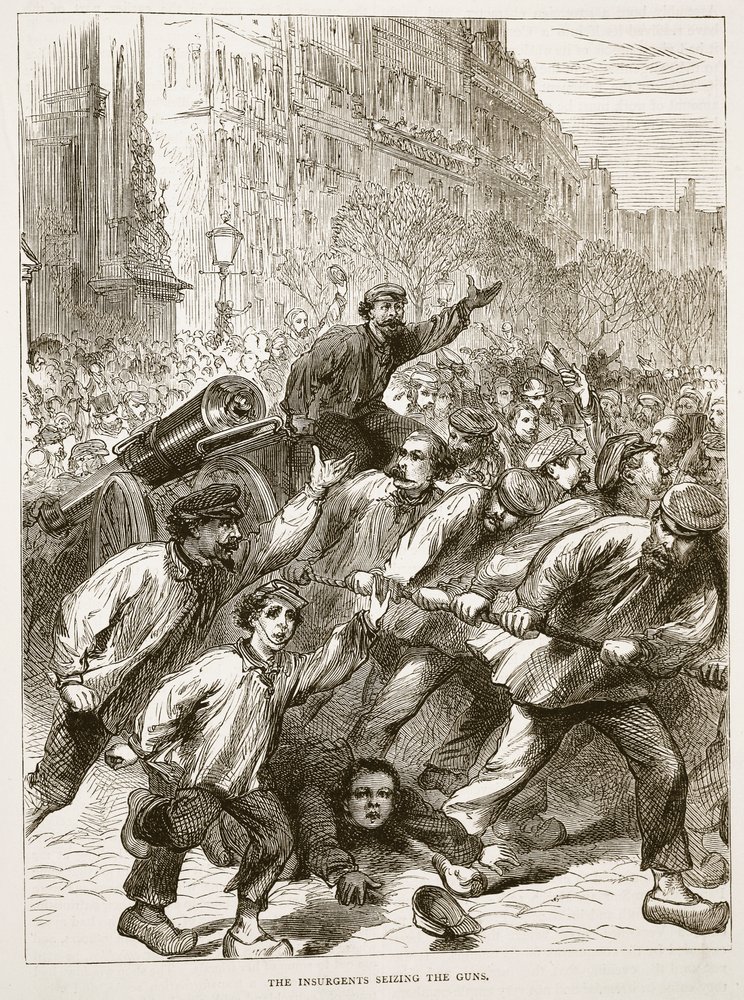 Povstalci se zmocnili děl, březen 1871, ilustrace z Cassellovy Historie války mezi Francií a Německem 1870-1871. od French School