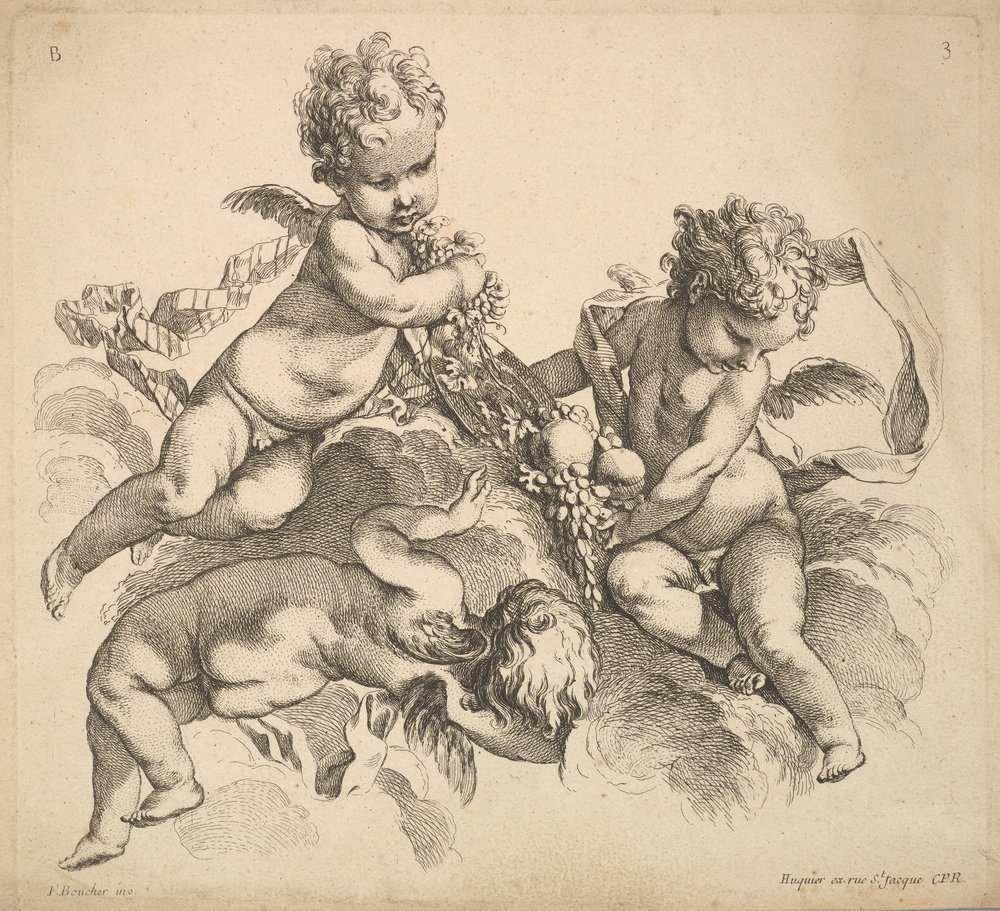 Tři děti s ovocným talířem, 1738-45. od Gabriel Huquier