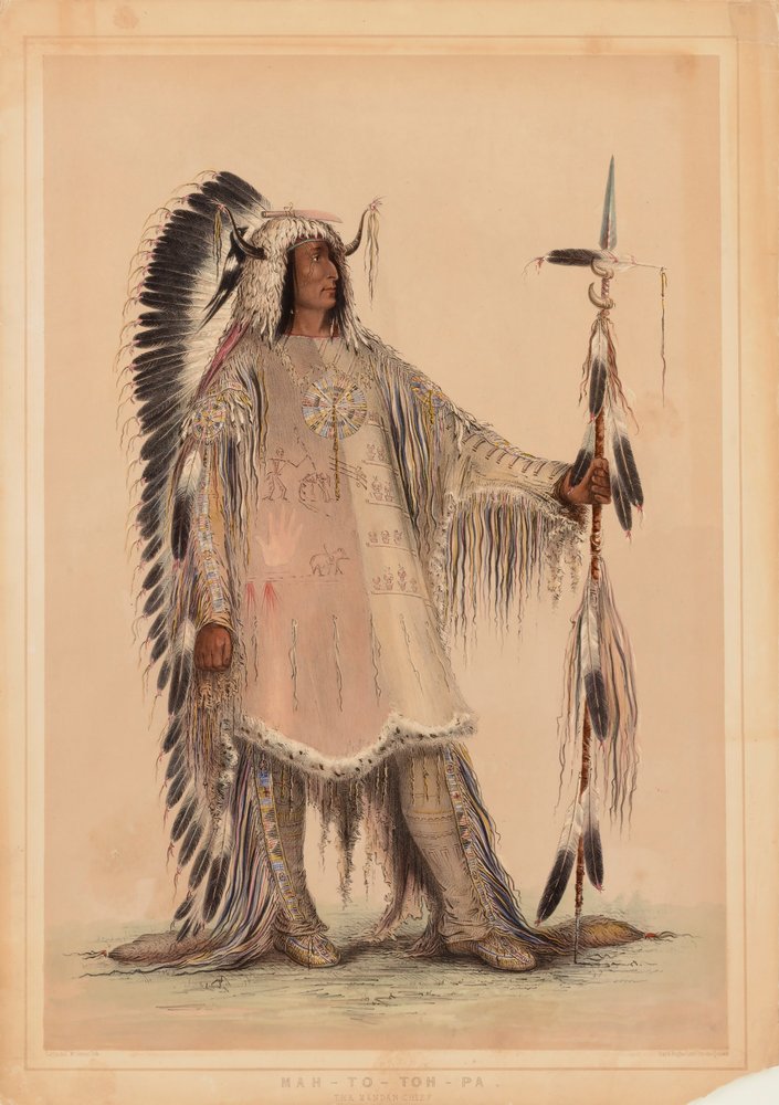 Mah-to-toh-pa, náčelník Mandanů od George Catlin
