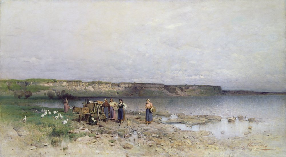 Jezero Balaton s pobřežím Akarattya, 1885 od Geza Meszoly
