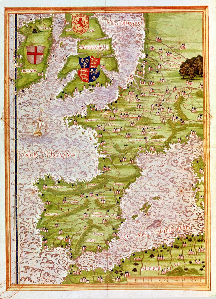 Fol.9v Mapa západní Evropy, z 