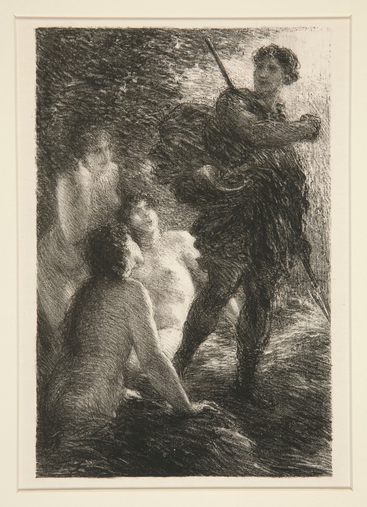 Soumrak bohů: Třetí dějství, Siegfried a Rýnské panny od Ignace Henri Jean Fantin-Latour