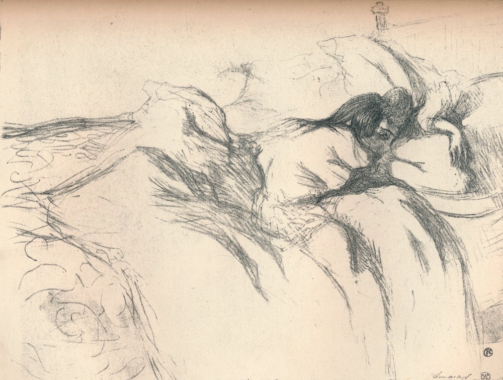 Žena se probouzí v posteli, 1896 od Henri de Toulouse-Lautrec