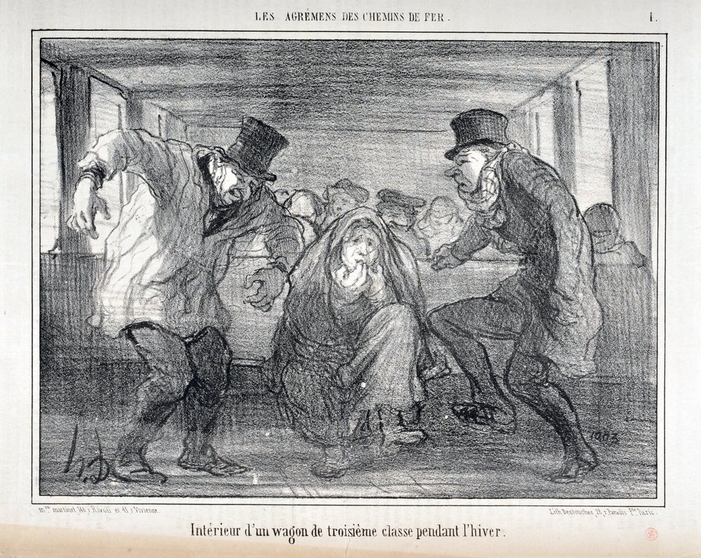 Ilustrace k sérii "Les Agrements des Chemin de fer" od Honoré Daumier