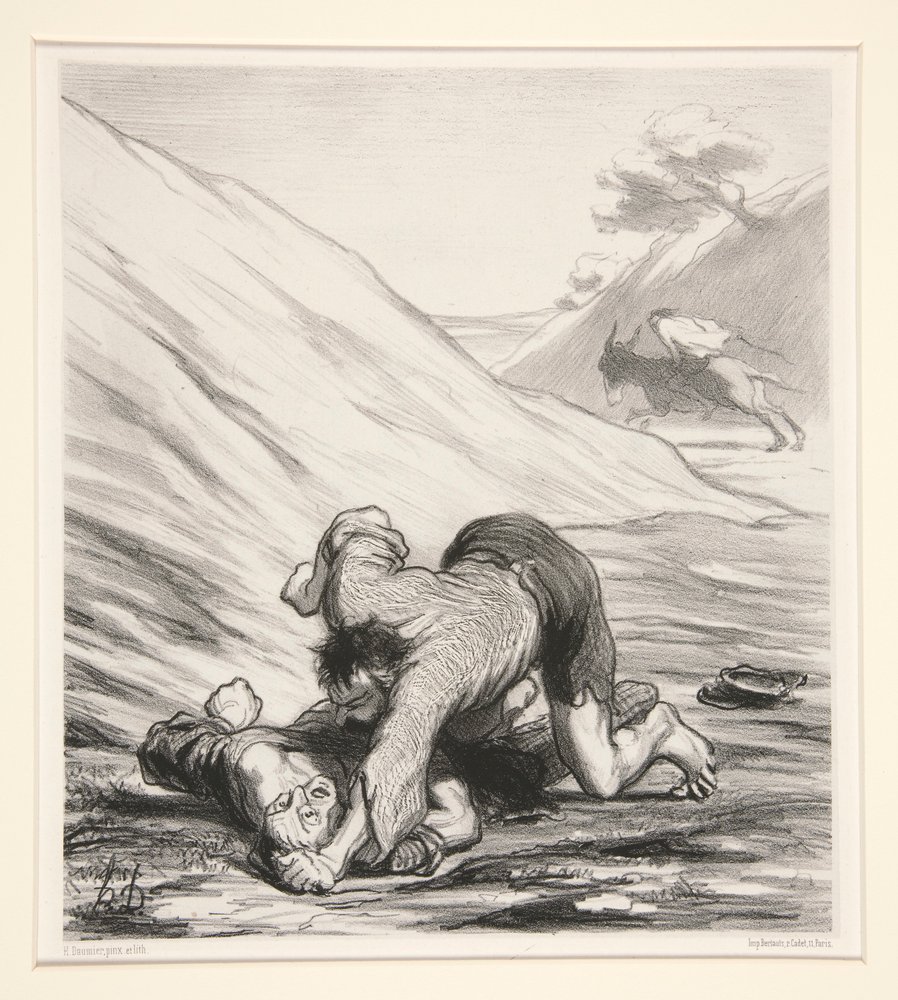 Osel a dva zloději, z Uměleckých vzpomínek od Honoré Daumier