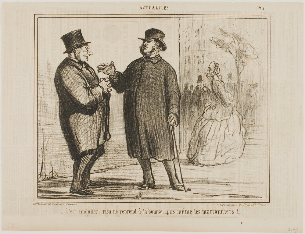 Je to zvláštní: na burze se nic nezvedá, ani kaštany!, talíř 520 z Actualités od Honoré Victorin Daumier