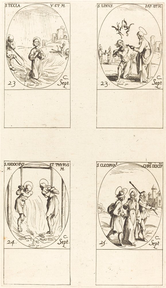 Svatý. Thecla, St. Linus, sv. Andochius a Thyrsus, sv. Kleofáš od Jacques Callot