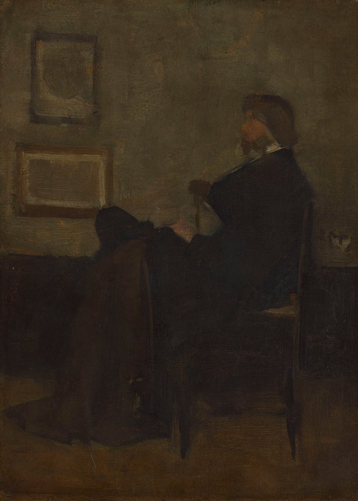 Studie k dílu „Uspořádání v šedé a černé č. 2: Portrét Thomase Carlyla“ od James McNeill Whistler