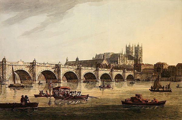 Pohled na Westminster Bridge, Abbey and Hall, vyrytý J.C. Stadlerem od Joseph (after) Farington