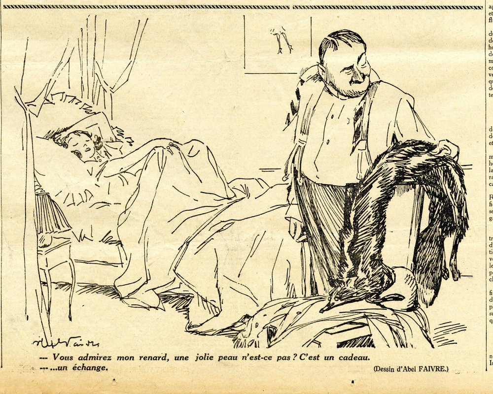 Upřímný, satirický v N & B od Jules Abel Faivre