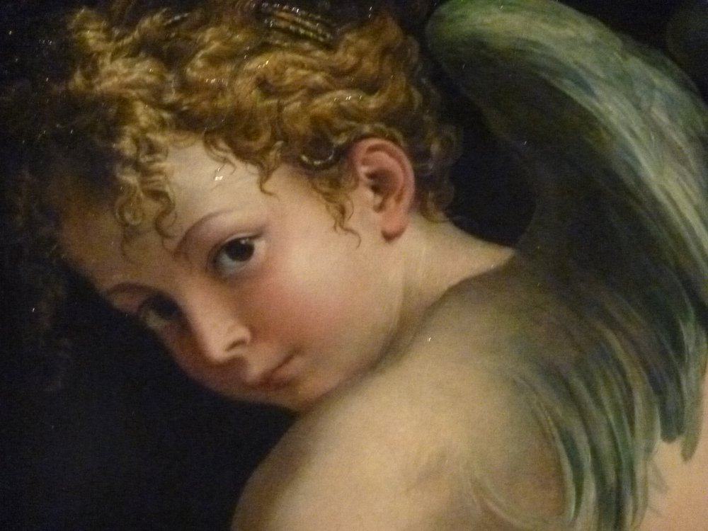 Amor vyřezávající svůj luk, detail, Uměleckohistorické muzeum, Vídeň od Parmigianino