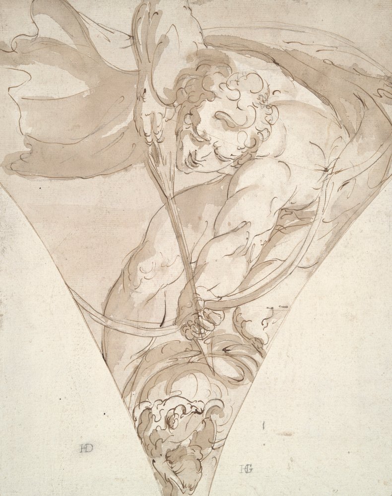 Apollo Killing the Python, studium pro spandrel v Palazzo Antonio Doria ...
