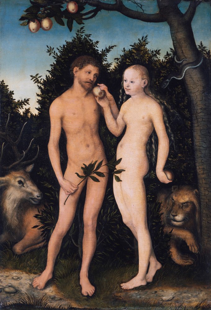Adam a Eva v ráji (Pád) od Lucas Cranach the Elder
