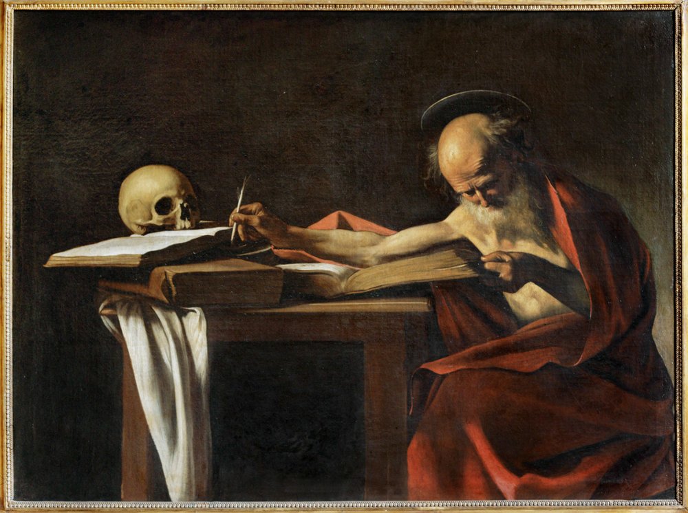 Svatý Jeroným píše ... (malba na plátně) od Michelangelo Merisi da Caravaggio