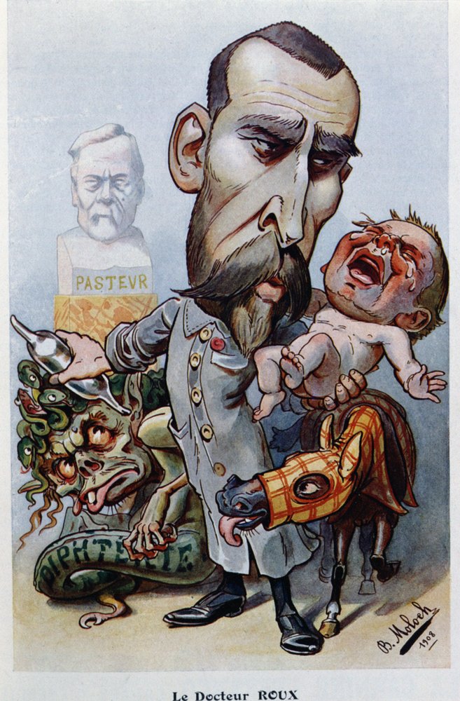 Dr. Emile Roux (1853-1933) a záškrt, z knihy "Chanteclair", 1908 od Moloch