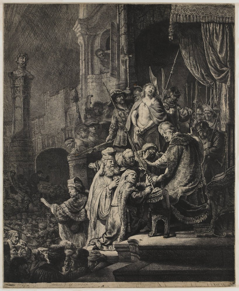 Kristus před Pilátem: velký talíř od Rembrandt van Rijn