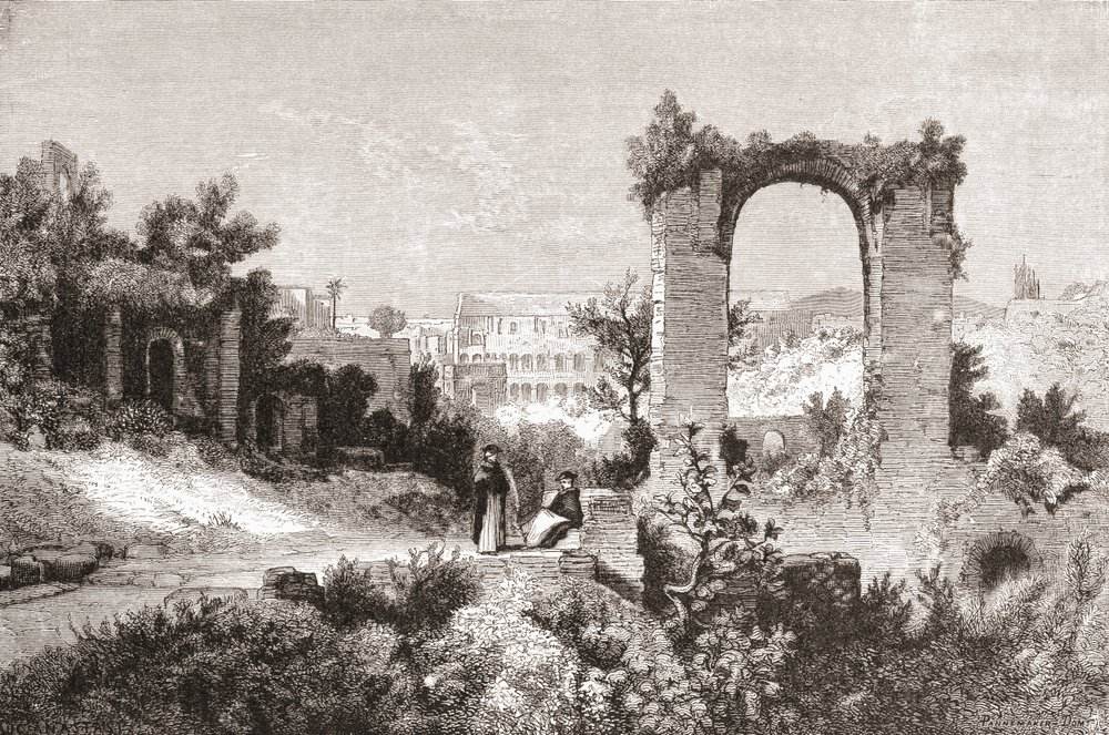 Palatin z Aventinského pahorku, Řím, Itálie, konec 19. století. Z knihy Italian Pictures by Rev. Samuel Manning, vydané kolem roku 1890. od Reverend Samuel Manning