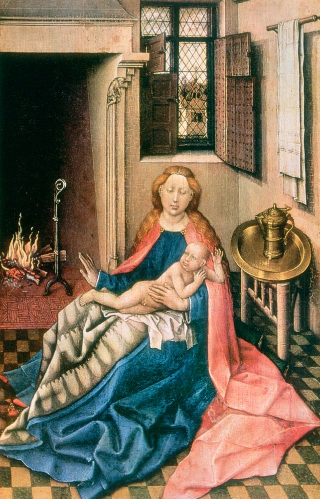 Madona s dítětem před krbem, 30. léta 15. století od Robert Campin