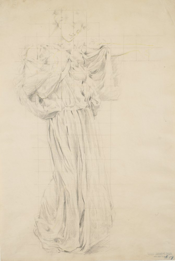 Study for Moods to Music, 1893-95 (grafit se žlutou tužkou na tkaném papíře) od Robert Frederick Blum