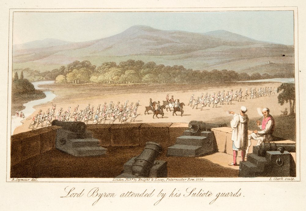 Lord Byron za účasti jeho Suliote Guards, hospoda. 1825. od Robert Seymour
