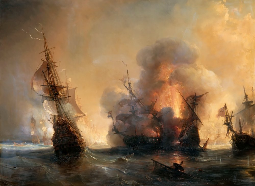 Námořní bitva u Lagosu dne 27. června 1693 od Jean Antoine Theodore Gudin