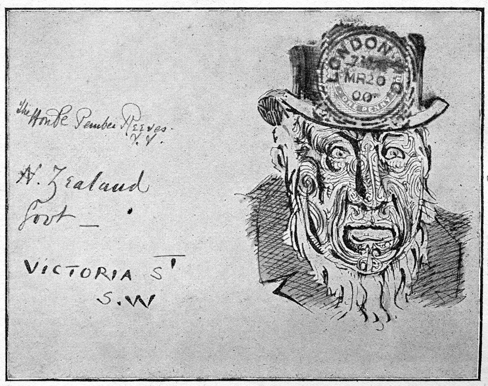 Karikatura zobrazující búrského vůdce Paula Krugera jako Maora, 1900 od Unbekannt